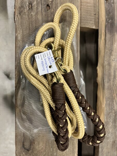 CG HEUNETZE Rênes en corde Flavour naturelles avec tresse marron