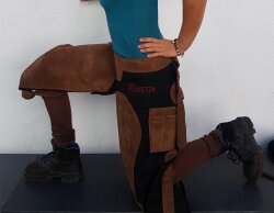 CG HEUNETZE Tablier Cordura avec garniture en cuir rembourré Longue Noir