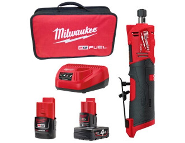Meuleuse droite sans fil Milwaukee M12 avec 2 batteries + chargeur